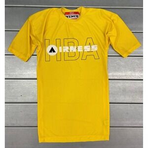 Hood By Air HBA Airness Shirt Mens XS Yellow Nylon Mesh Felted‎ Text